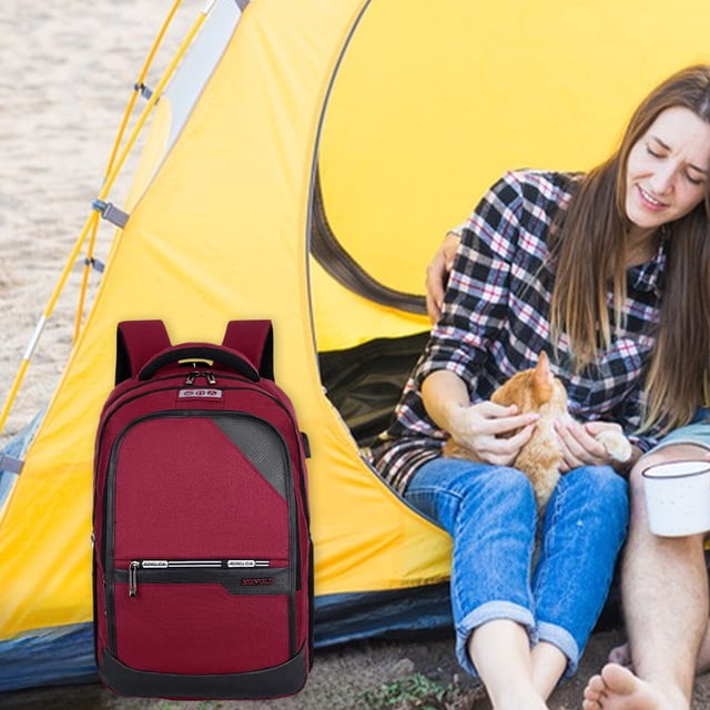 Large Capacity Laptop Backpack 16 Inch | Multi-Compartment Linen Travel Bag | USB Charging Port | Adjustable Padded Straps | Ventilated Back | Unisex Outdoor Hiking Work Pack | 44x30x18cm | 1 Pc