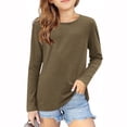 thumbnail image 2 of Tranfacy Chemises à Manches Longues pour Filles, Chemises d'Automne, Chemises à Manches Longues Unies pour Filles, Blouses Décontractées à Col Rond Mignon Hauts d'Automne, 2 of 5
