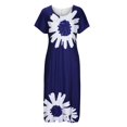 thumbnail image 4 of SMihono Robe d'Été Bohème pour Femmes Grande Taille Mode Confortable Décontractée Col Rond Manches Courtes Imprimée Fendue, 4 of 8