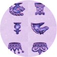 thumbnail image 1 of Ahgly Company Tapis de Zone Rond Transitionnel Violet pour Intérieur Lavable à la Machine, 6 Pieds Rond, 1 of 7