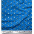 thumbnail image 1 of Soimoi Blue polyester Crepe Fabric Anchor Hook Nautical Printed Fabric 1 Yard 42 Inch Wide, 1 of 3