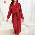 thumbnail image 4 of MeetoTime Women's Full Length Robe Fall Winter Comfy Fleece Bathrobe Collared Long Sleeve Sleepwear, 4 of 8