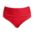 thumbnail image 4 of FYEGRE Women's High Waisted Bikini Bottom Tummy Control Ruched Bathing Suit Swim Bottom Red XL, 4 of 5