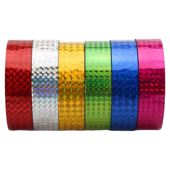 Miangastore 6 Rolls Coloured Tape Sticky Holographic Crafting for Art Projects