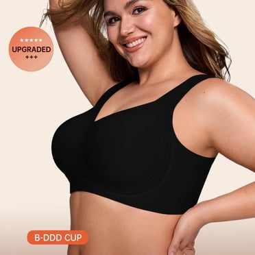 Women's Wireless Support Bra, Full Coverage Plus Size Bra for Seniors, Hontri Bras for Women Supportive Wireless Bra Full Coverage No Underwear Plus Size for Older Women
