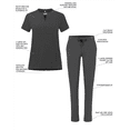 thumbnail image 3 of Adar Addition Go-Higher Scrub Set For Women - Notched V-Neck Scrub Top & Skinny Cargo Scrub Pants, 3 of 7