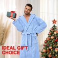 thumbnail image 3 of Men's Bathrobe with Hood, Soft Long Towel Robe for Men - Super Absorbent Quick Dry yet Warm, 3 of 6