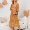 thumbnail image 1 of PEZHADA Mode d'Automne pour Femmes,Vêtements de Maternité pour Femmes,Robe Longue Décontractée et Aguichant pour Femmes Enceintes avec Petite Impression Florale en Mousseline à Col et Manches Longues, 1 of 5