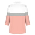 thumbnail image 4 of Hot6sl Économies d'Été Liquidation Blouse & Chemise à Manches Courtes Col Rabattu, T-shirt Assorti pour Femmes Col en V Col Rabattu Manches 3/4, Haut en polyester pour Femmes/Orange, P, 4 of 5