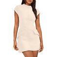 thumbnail image 2 of Women Summer Dress Mock Neck Short Sleeve Club Mini Dresses L, 2 of 8