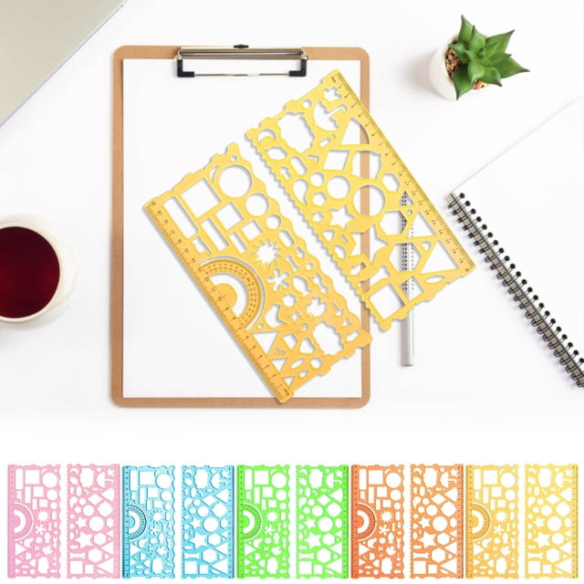 Bowayaoa Ensemble de Règles Géométriques Multifonctions pour Dessin, Mesure et Dessin Artistique, Outil de Règle Flexible Transformable pour Étudiants, Trousse Polyvalente de Rapporteur et de Pochoir pour un Design Créatif
