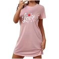 thumbnail image 1 of Amzcrzy Pyjamas pour Femmes Mode Imprimé Cœur Valentines Day Robe Décontractée Confortable à Manches Courtes Chemises de Nuit pour Femmes Valentines Day Cadeaux, 1 of 5