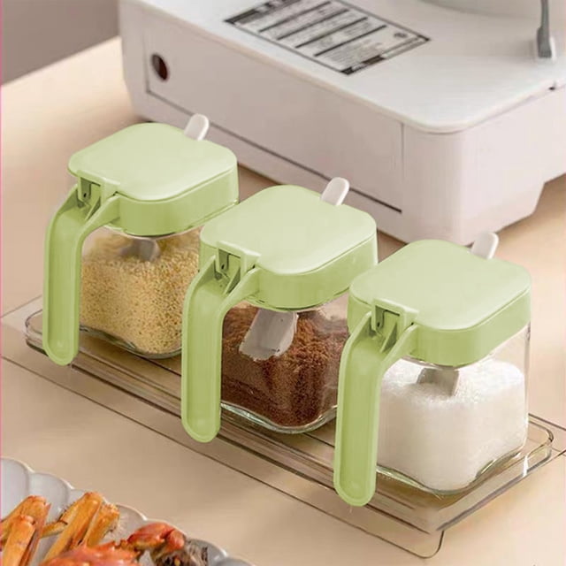 EGNMCR Kitchen Gadgets Glass Spice Jars Kitchen Organizer Spice Jars Spice Bottle Spice Jars Compact Size Easy To Use Keep Food Dry Suitable For Kitchen Dining Room Glass Spice Jar