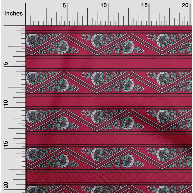 oneOone Coton Biologique Voile Rayurechevron & Imprimé Floral BTY 42 Pouces de Large