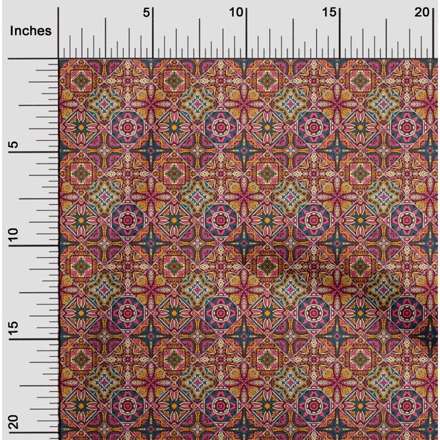 oneOone Viscose Chiffon Fabric Floral & Geometric Ethnic Printed Craft Fabric BTY 42 Inch Wide