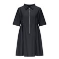 thumbnail image 4 of Weiqiqre Robes Décontractées pour Femmes à Fermeture Éclair, Manches Courtes Style Cap, Col en V, Robes Midi Décontractées Fluides avec Poches, 4 of 6