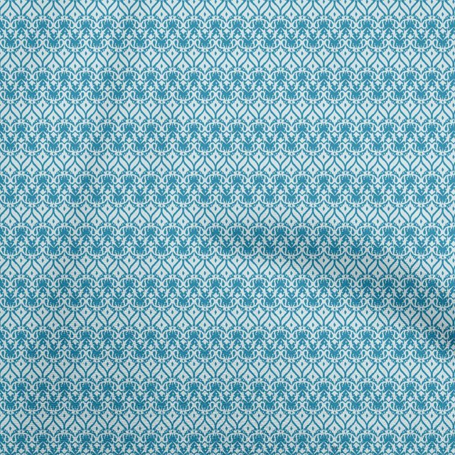 oneOone Polyester Lycra Teal Blue Fabric Asian Ikat Sewing Craft Projects Fabric Prints By Yard 56 Inch Wide
