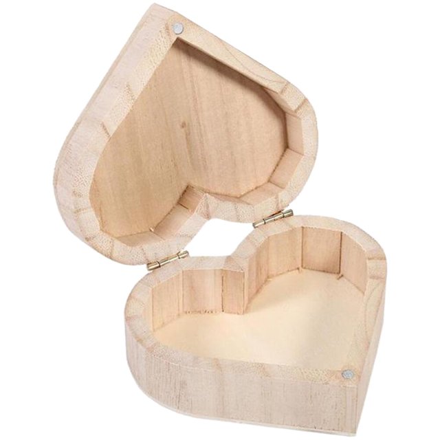 Heart Shape Jewelry Trinket Box Wooden Jewelry Case Decorative Storage Box
