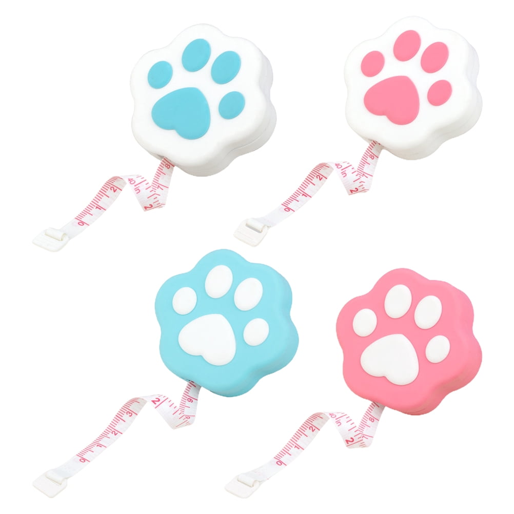 4PCS Cartoon Cat Paw Tape Measure Mini Carry Tape Measure Body Measure Tape