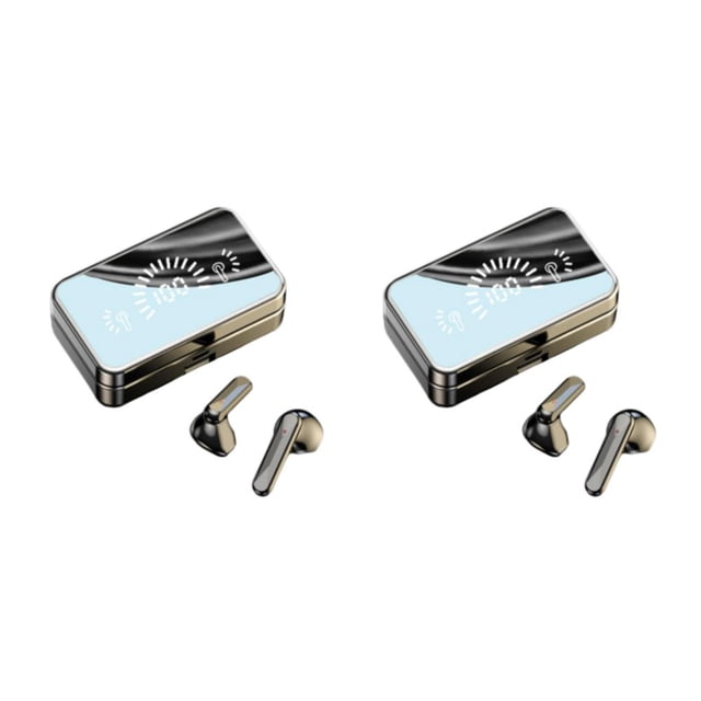 Youkk Wireless Earbuds HiFi LED Display Mirror Running Cycling Sports Black 2Set