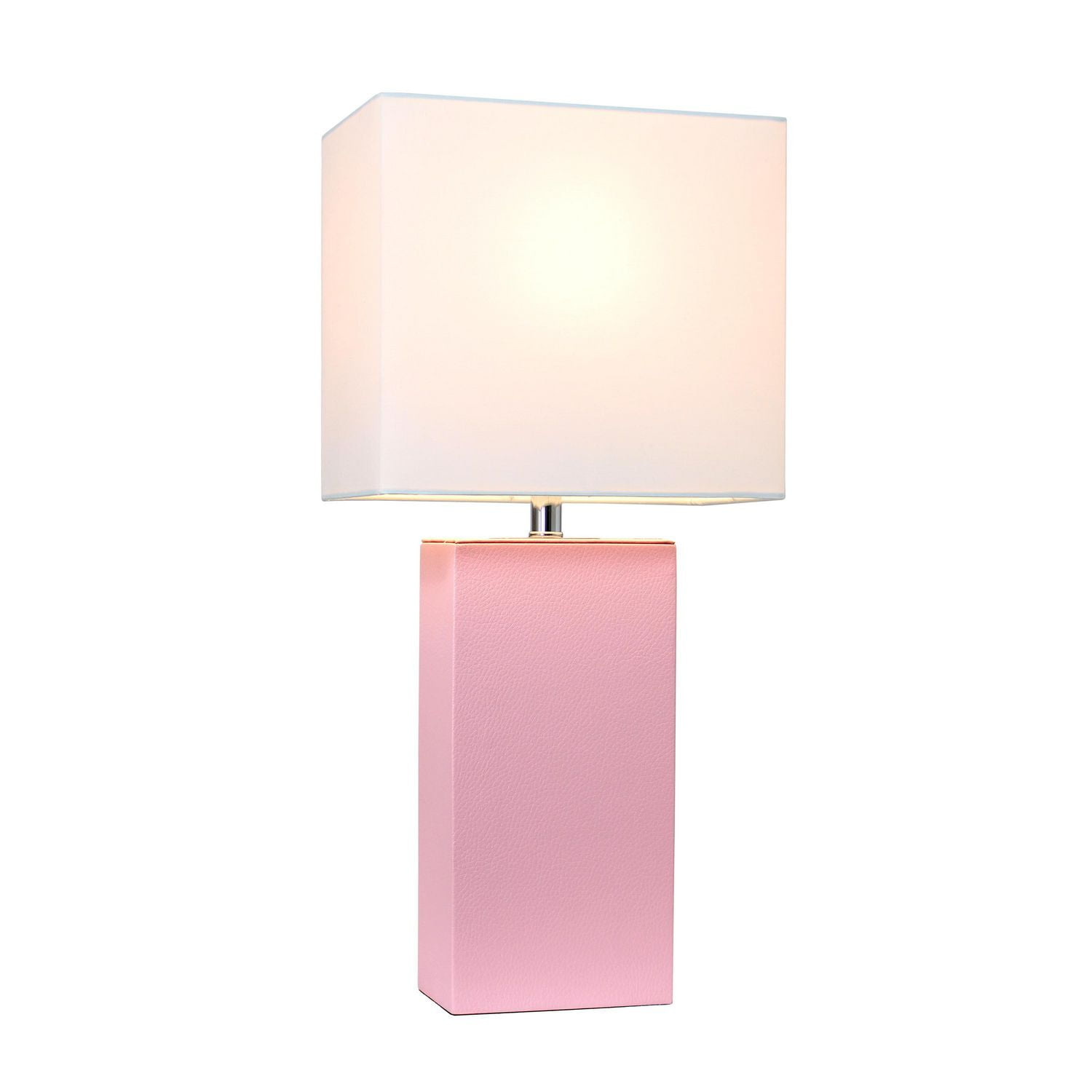 Lampe de table en cuir moderne Elegant Designs avec abat-jour en tissu blanc