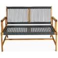 thumbnail image 4 of Gymax Wooden Rope Bench Loveseat Patio Garden Outdoor w/ Armrest & Backrest, 4 of 6