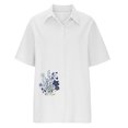 thumbnail image 4 of Mefallenssiah Femmes Imprimer Manches Courtes Bouton en Vrac Col Rabattu Chemise Blouse Solide tops, 4 of 8