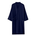 thumbnail image 1 of Bocqde Robe pour Femmes Décontractée de Couleur Unie avec Nœud, Peignoir Doux et Léger en Coton, Chemise de Nuit avec Poche, 1 of 3