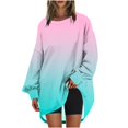 thumbnail image 2 of RXIRUCGD Womens Oversized Crewneck Sweatshirt Printed Long Sleeve Tunic Tops, Pink, Size: M, 2 of 5