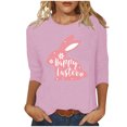 thumbnail image 1 of RKSTN Hauts pour Femmes Pâques Mignon Lapin Imprimé Coupe Ample Hauts Col Rond Manches 3/4 Printemps Été Blouse Douce, 1 of 4