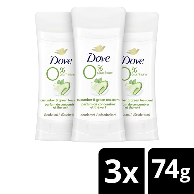 Dove 0% Aluminium Cucumber and Green Tea Deodorant (Value Pack 3 X 74gms)