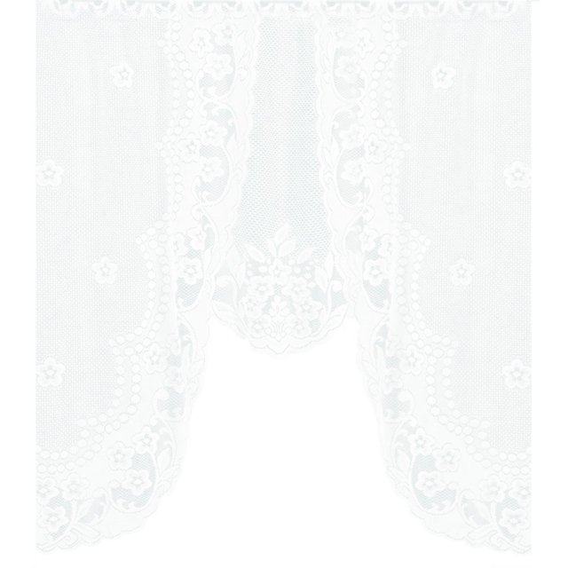 Living Room Curtains for Windows in a vintage style, made of lace material with a coffee tone. The curtain features intricate floral patterns and scalloped edges, providing half shading to allow natural light while maintaining privacy. Each panel measures 105 cm (41.34 inches) in length and 120 cm (47.24 inches) in width. Suitable for use as a door curtain, window curtain, or shop window display, ideal for kitchens, bedrooms, living rooms, and dining rooms. Note: Each pack includes one curtain panel; two panels are recommended for full window coverage.
