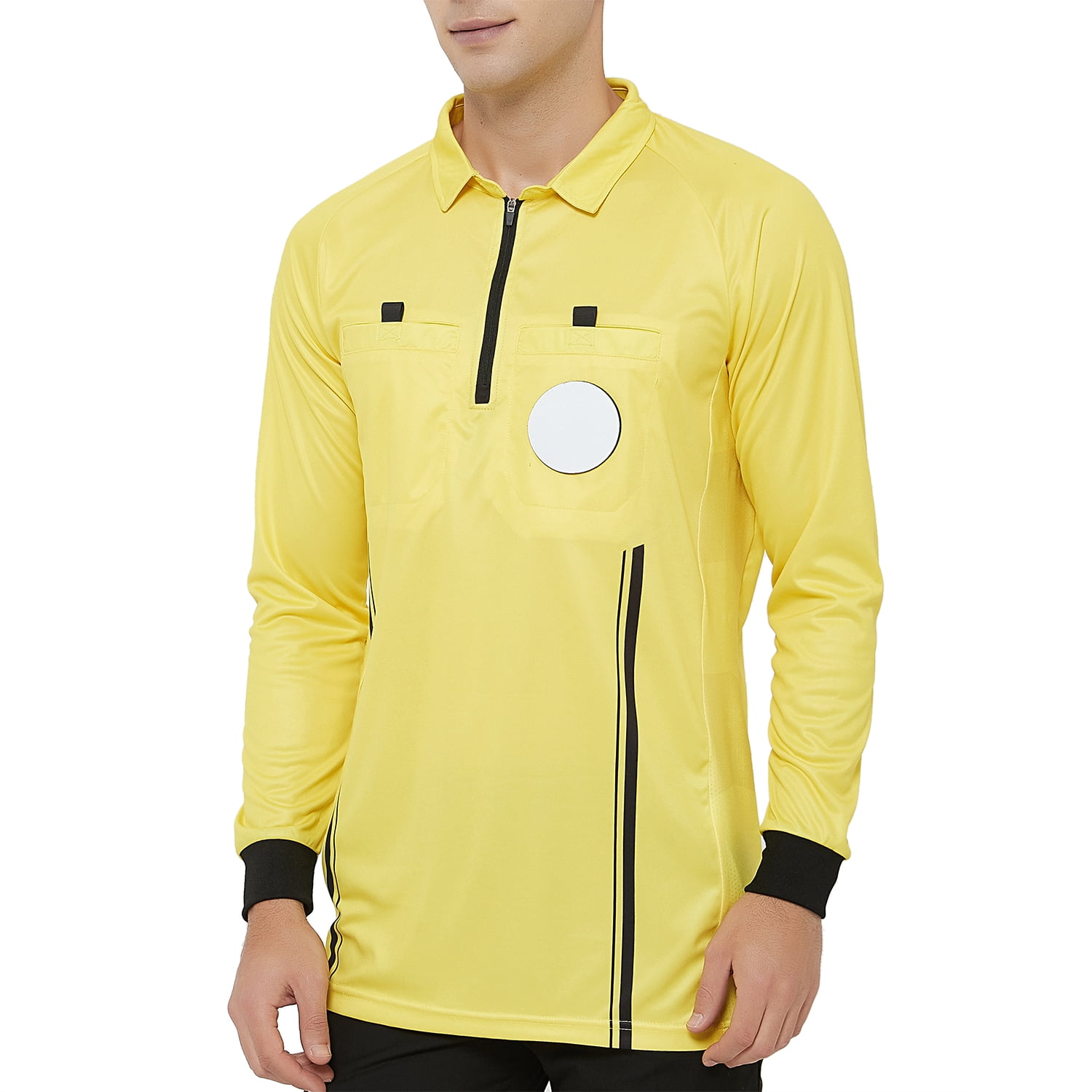 TOPTIE Chandail d'Arbitre Officiel de Soccer pour Homme à Manches Longues USSF Pro Uniforme-Jaune-G