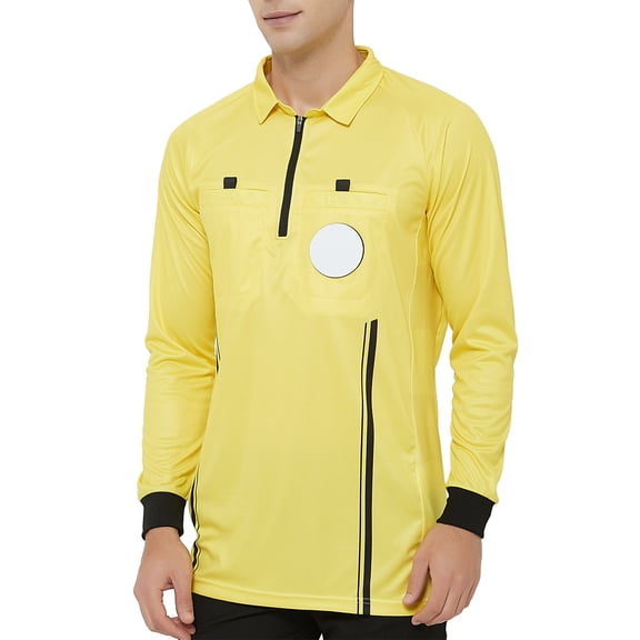 TOPTIE Chandail d'Arbitre Officiel de Soccer pour Homme à Manches Longues USSF Pro Uniforme-Jaune-2TG