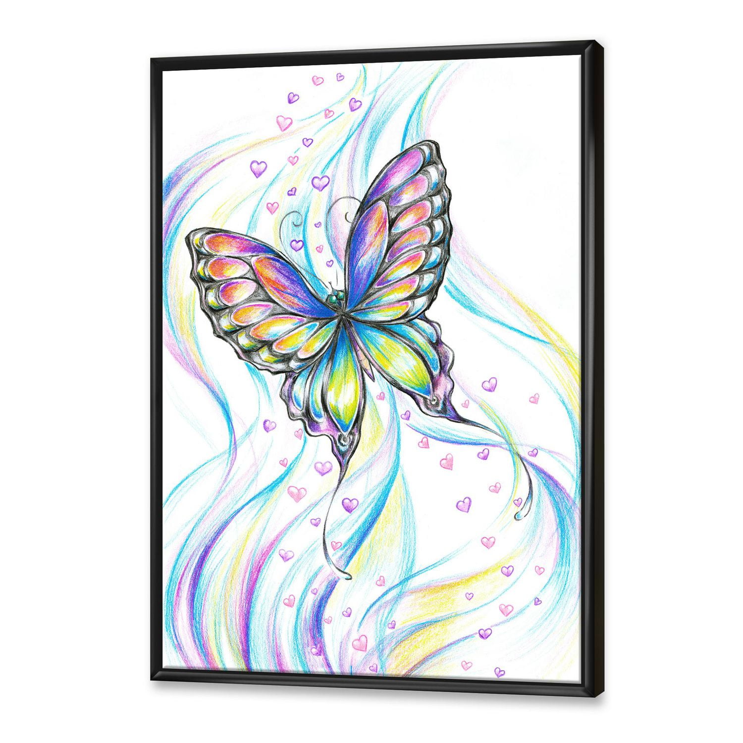 Designart Papillon irisé ART MURAL À CADRE FLOTTÉ