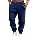 thumbnail image 1 of Navy Pants for Man Fall Summer Track Gym Casual Stretch Jogger Ruched Straight Leg Basic Cuff Leg Pants Mens 2025 Clothes M, 1 of 9