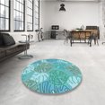 thumbnail image 4 of Ahgly Company Machine Washable Indoor Square Transitional Light Sea Green Area Rugs, 4' Square, 4 of 7