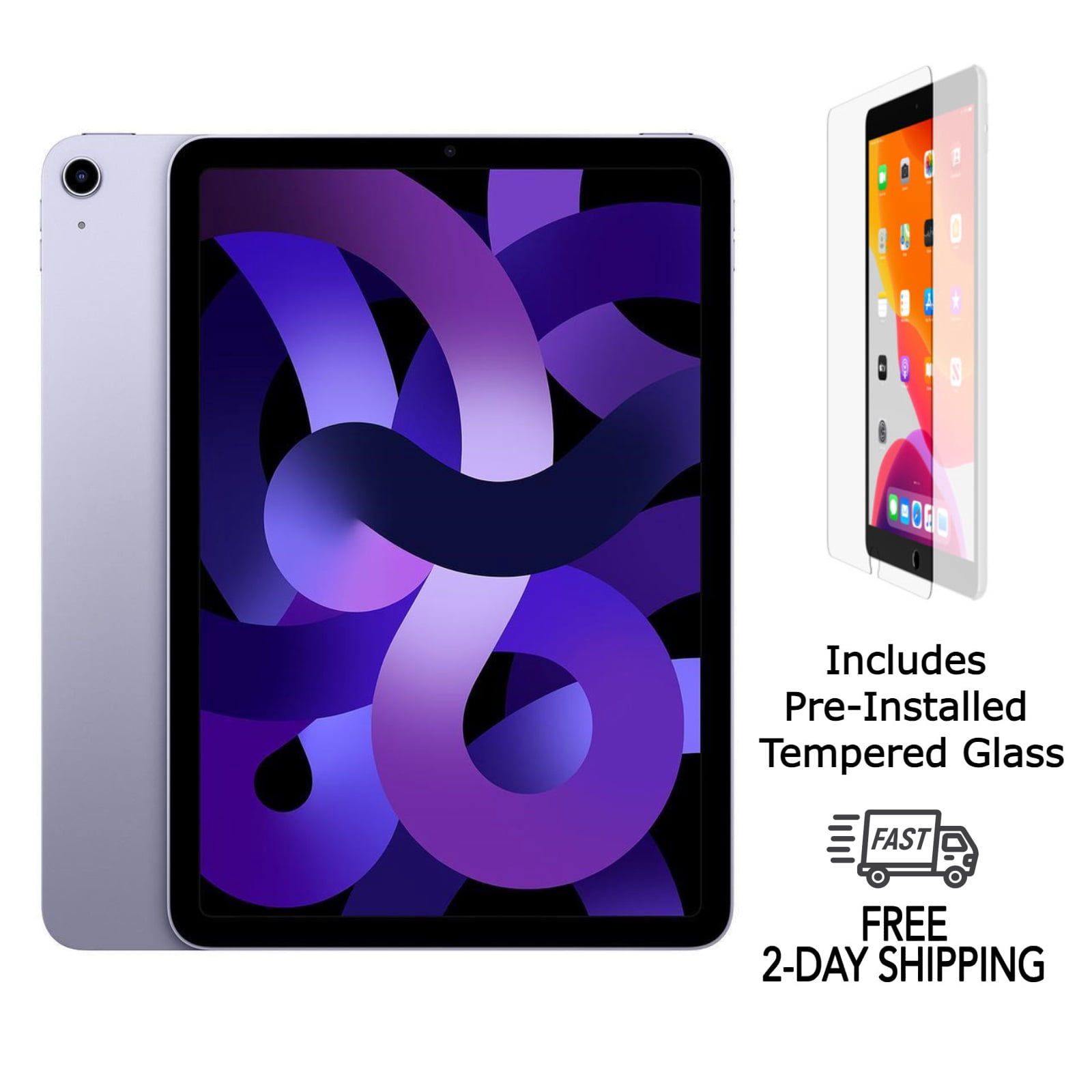 Refurbished Apple iPad Air 5 A2588 (WiFi) 64GB Purple (Grade A) w/ Pre-Installed Tempered Glass