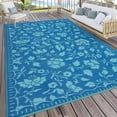 thumbnail image 1 of Nanan 6x9 Waterproof Outdoor Rug, All-Weather Floral Pattern Patio Mat, UV Resistant, Stain Resistant, Easy Clean Plastic Rug for Yard, Deck, Balcony, Camping,Dark Blue/Lake Green, 1 of 8
