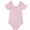 thumbnail image 4 of Miaeowve Justaucorps Classique à Manches Courtes pour Filles, Extensible, de Gym, de Ballet et de Danse, Rose, 4, 4 of 7