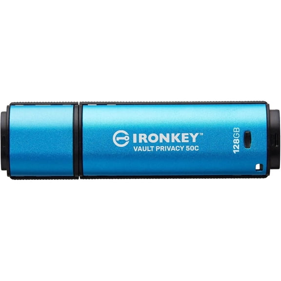 Kingston Ironkey Vault – Clé USB Privacy 50 USB-C 128 Go | Certifiée FIPS 197 | XTS-AES 256 bits | Protection BadUSB et Brute Force | Option multi-mot de passe | IKVP50C/128 Go