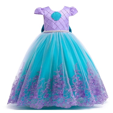 HAWEE Costume de Sirène pour Filles Robe de Princesse Déguisement Dentelle Florale Épaules Dénudées Robe de Soirée Sirène Élégante avec Accessoires