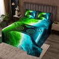 thumbnail image 1 of Ensemble de Courtepointe Gamer Simple pour Garçons Turquoise Vert Ensemble de Literie Manette de Jeu, Ensemble de Lit Console de Jeu Vidéo pour Enfants Couvre-Lit Moderne Éclair Décoration de Chambre avec 1 Taie d'Oreiller, 1 of 4