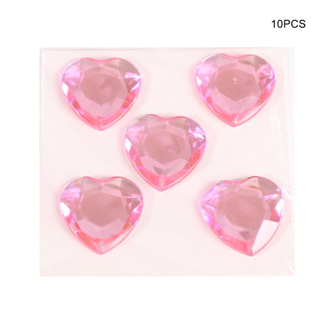Heart Rhinestone Stickers Acrylic Crystal Portable Fashionable Acrylic Gems Multipurpose Decorative Handheld Clothes Scrapbooking DIY Crafts Necklace Pink