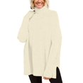 thumbnail image 1 of SGMVNU Women's Oversized Turtleneck Sweaters Fall Long Sleeve Ribbed Tunic Sweater Chunky Pullover Knit Tops(Beige, M), 1 of 3