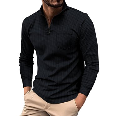FhsagQ Men's Shirts Men Shirts Tops Cotton Super Fit Men'S Four Seasons Leisure Fashion Design Lapel Button Pocket Long Sleeve Tops Shirts for Men Mens Shirts Tops Black Black M