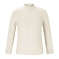 thumbnail image 3 of Styesk Mens Sweater Solid Color Pullover Sweater Comfy Soft Oversized Sweater Cable Knit Crewneck Sweater Casual Loose Sweaters with Ribbing Edge, 3 of 7