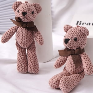 Pluokvzr Teddy Bear Toy Stuffed Bear Toy Lovely Bear Short Plush Toy with Cute Bow Decorative Push Bear Doll Home Desktop Ornament Pendant for Birthday Gift Party Wedding Home Decor,Pink