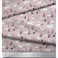thumbnail image 3 of Soimoi Pink Poly Georgette Fabric Mushroom,Oaknut & Rabbit Animal Decor Fabric Printed BTY 52 Inch Wide, 3 of 3