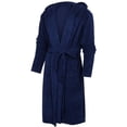 thumbnail image 4 of Innerwin Bath Robes Hoodie Men's Wrap Robe Winter Long Sleeve Soft Dressing Gown Navy Blue XL, 4 of 7